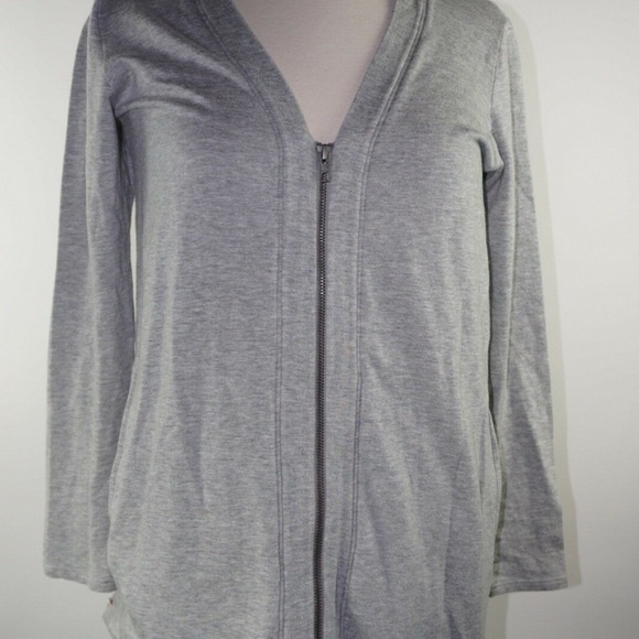 Eileen Fisher Petite Grey Cardigan Zip up Sweater - Picture 2 of 7